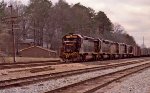 SBD 3623, still in Clinchfield paint, leads a train at the north end of the yard